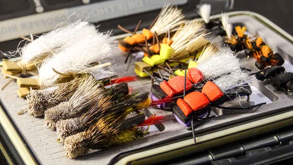 Box of fly fishing flies