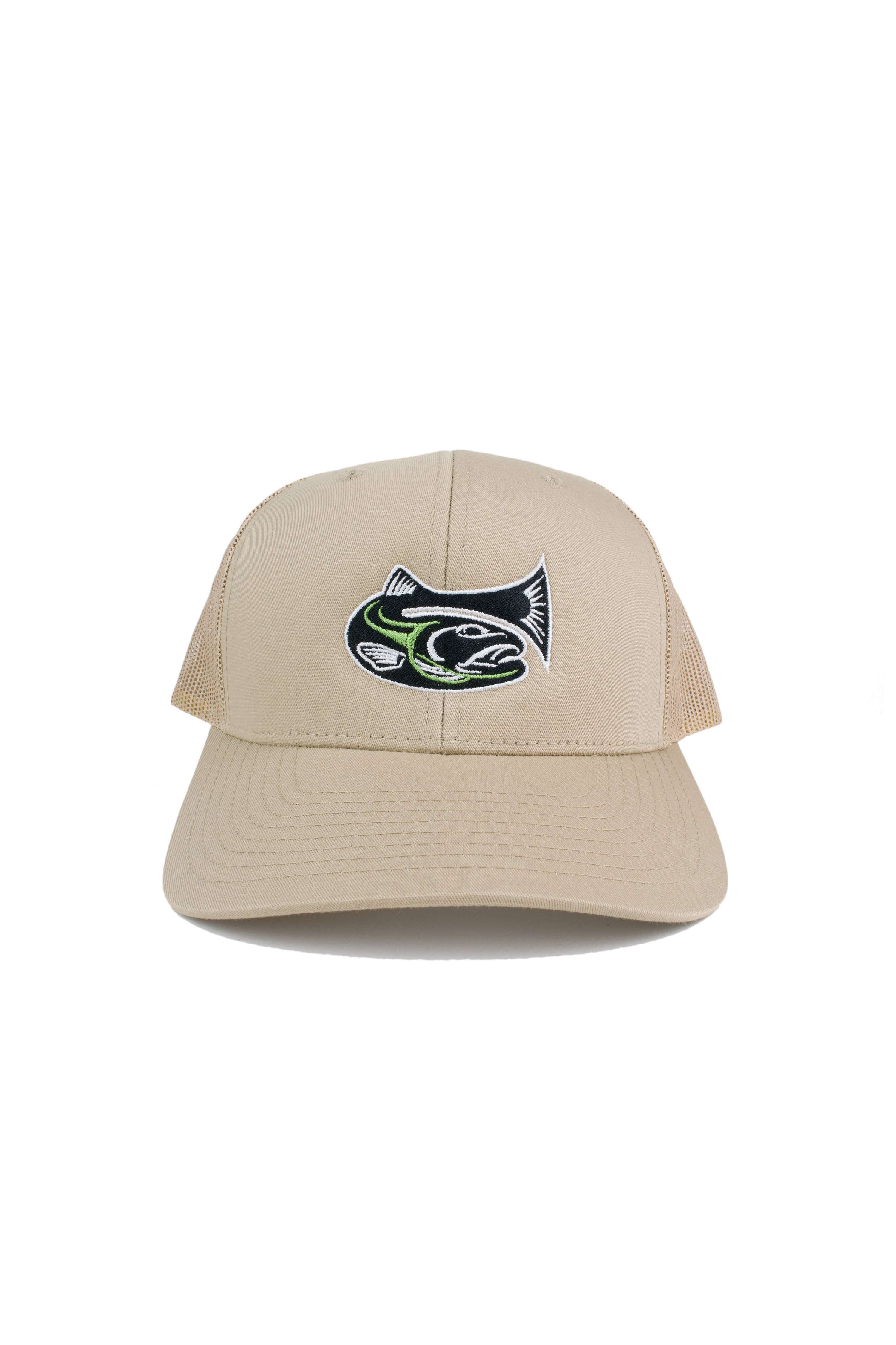Drifthook Trucker Cap—Khaki with Green Logo - Drifthook