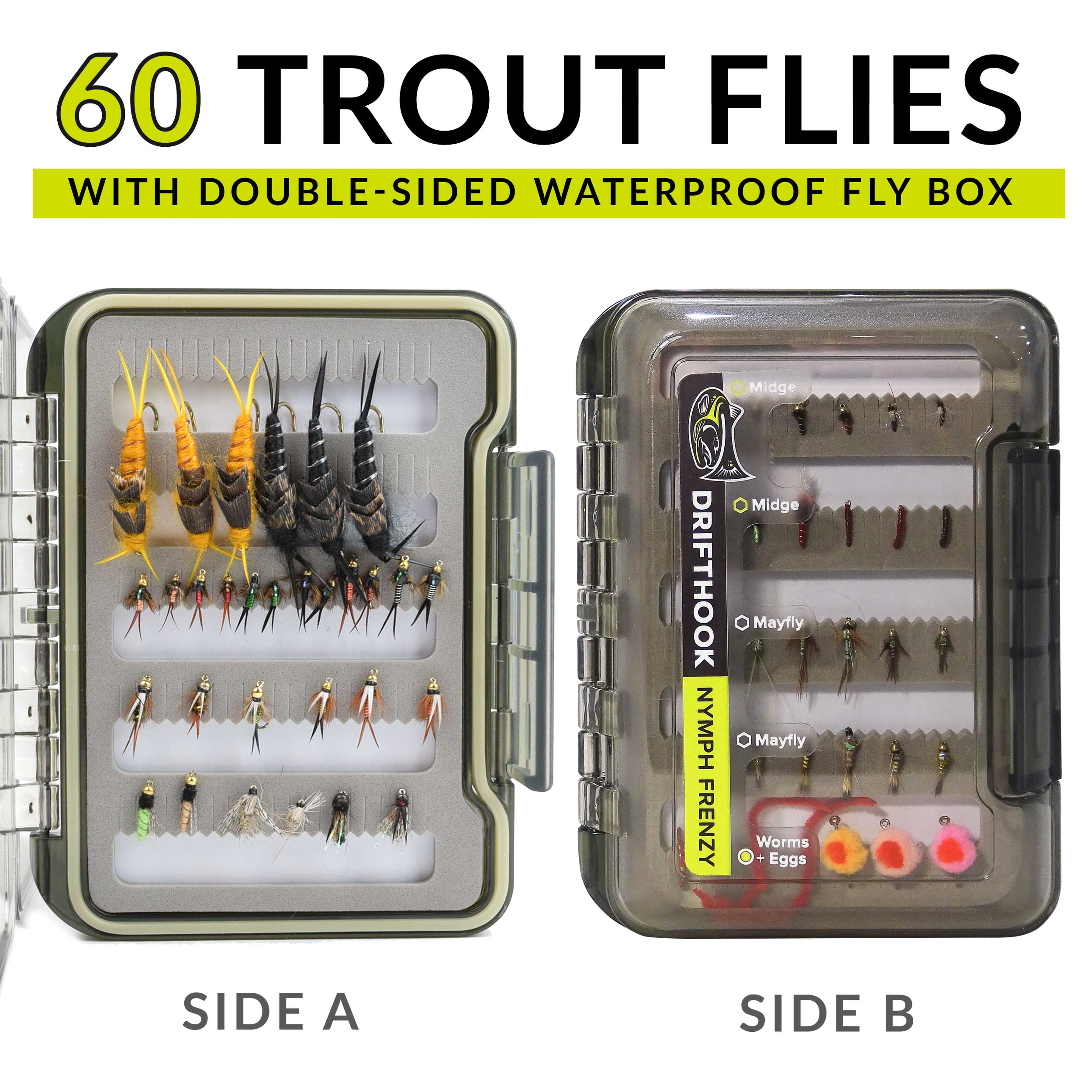 YZD Fly Fishing Flies Realistic Dry Wet Nymph Trout Flies Hand Tie Lures  Kits 12/26/48 Pcs 6-Ant kit 26 pcs