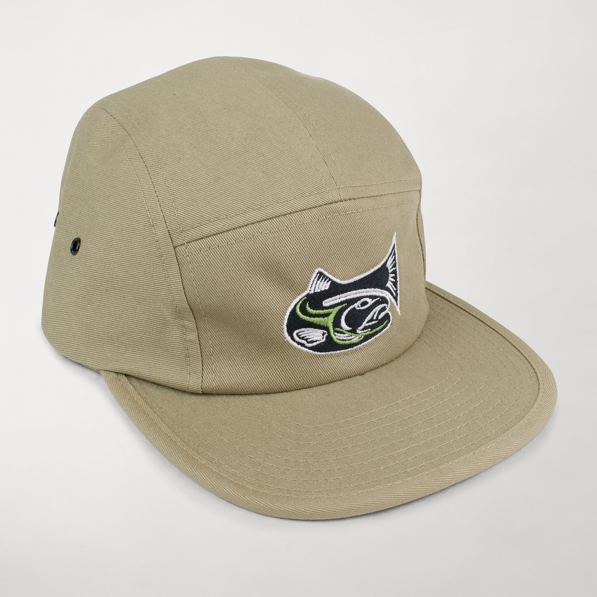 Drifthook Camper Cap—Khaki with Green Logo - Drifthook